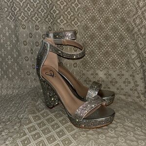Silver Glitter Platform Heels